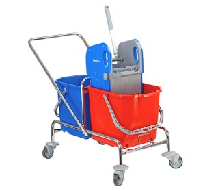 Wózek do sprzątania 2x25l chromowany